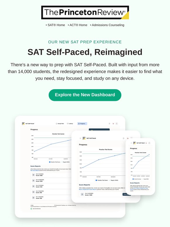 Meet your new SAT® Self-Paced dashboard