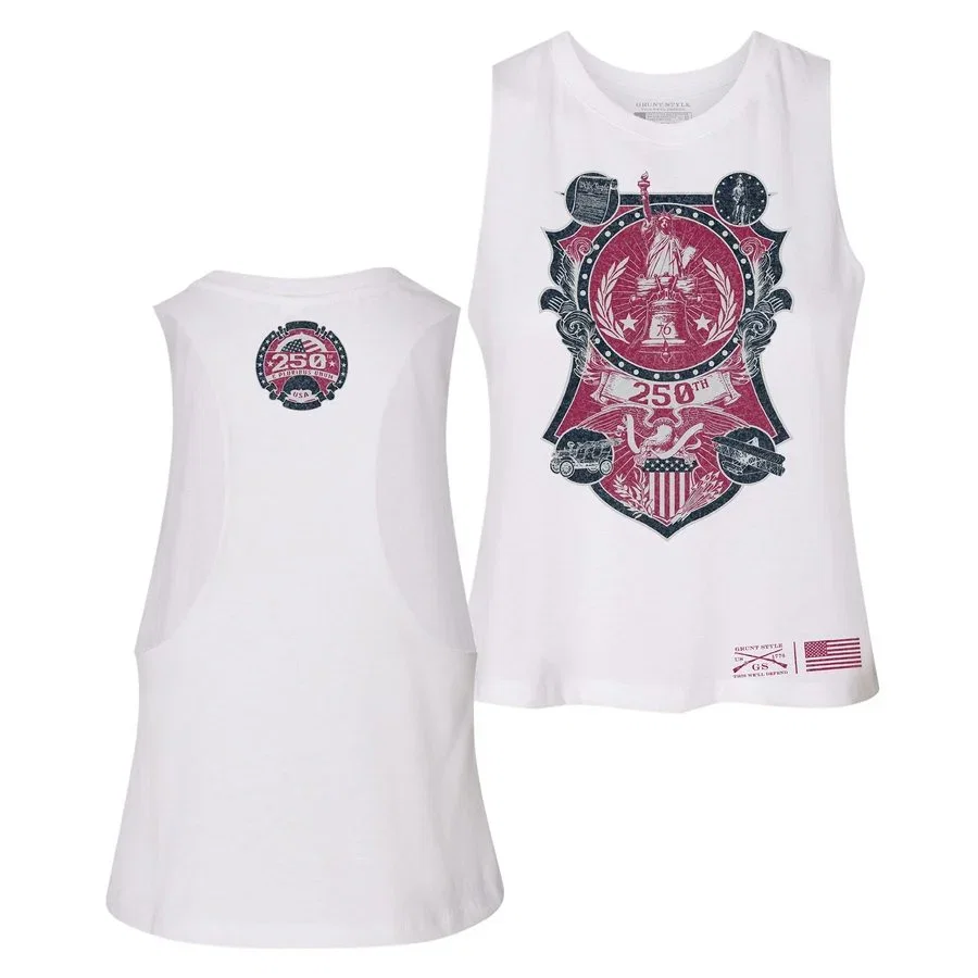 Image of Women's 250th Commemorative Racerback Cropped Tank  - White