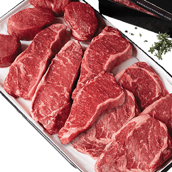 Kansas City Steak Co. USDA Choice Combo Pack, 11.5 lbs Total, 12 Large Steaks (4 Strips, 4 Filet Mignon, 4 Ribeyes)