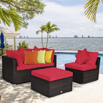 4 Piece Set: Costway Patio Rattan Wicker Sofa Furniture Set 