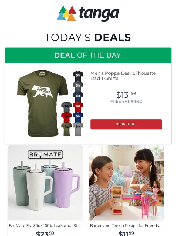 Men's Poppa Bear Silhouette Dad T-Shirts | BruMate Era 30oz 100% Leakproof Straw Tumblers | Barbie and Teresa Recipe for Friendship Doll and Kitchen Playset with 20+ Accessories