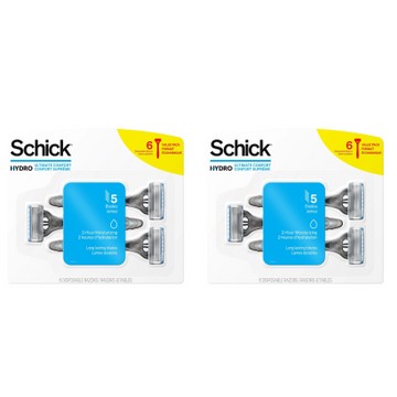 2-Pack Schick Hydro Ultimate Comfort 5 blade Disposable Razor, 6ct