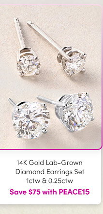 14K Gold Lab-Grown Diamond Earrings Set – 1ctw & 0.25ctw | Save $75 with PEACE15
