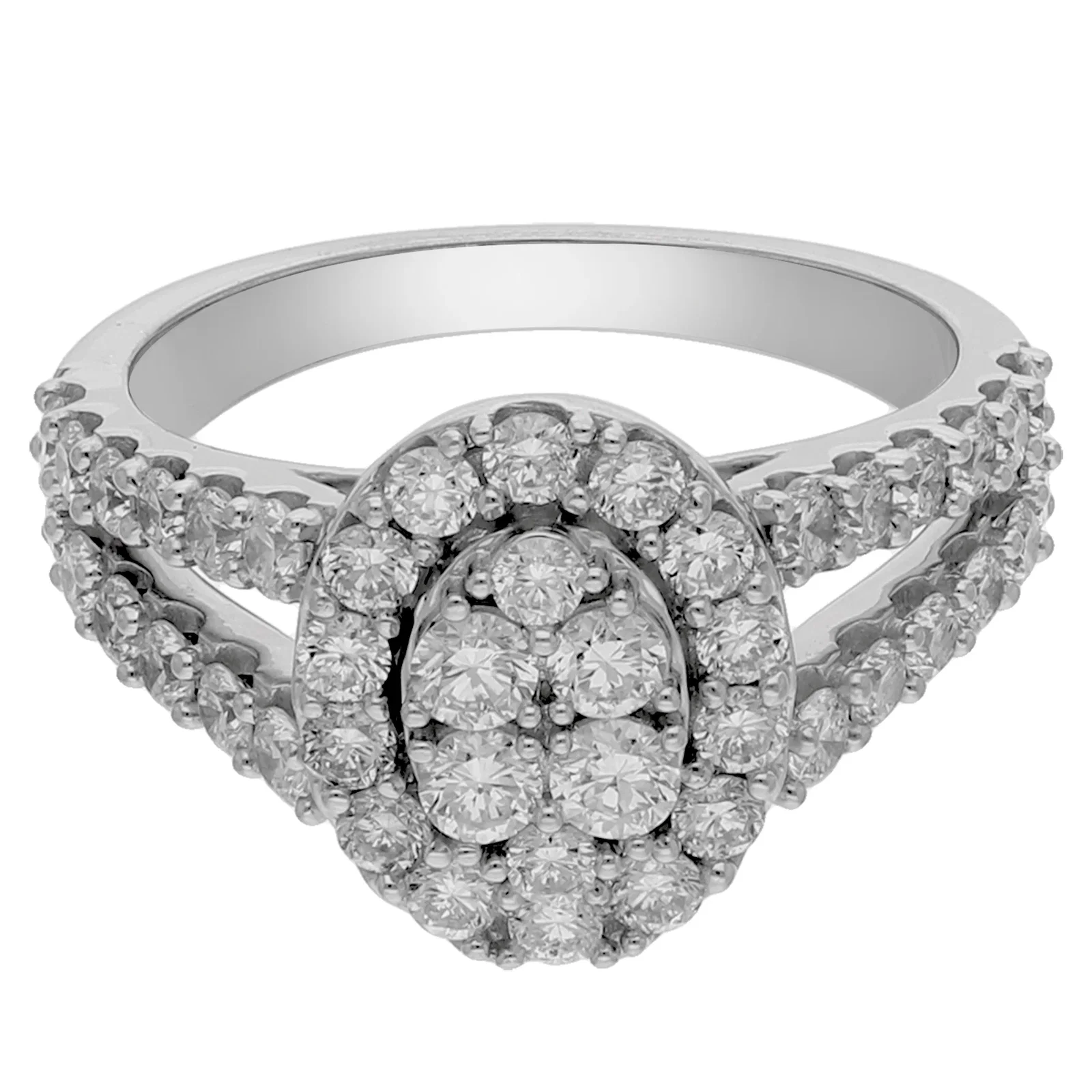 Image of Peace Jewelers Sterling Silver 1.45ctw Lab-Grown Diamond Pave Halo Ring