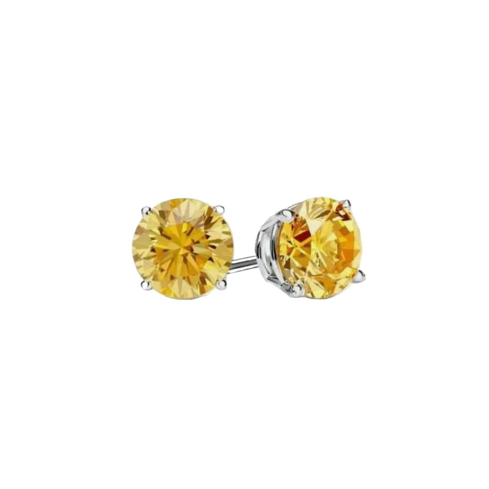 Image of Peace Jewelers 14K Gold 2.00ctw Lab-Grown Diamond Fancy Yellow Solitaire Stud Earrings