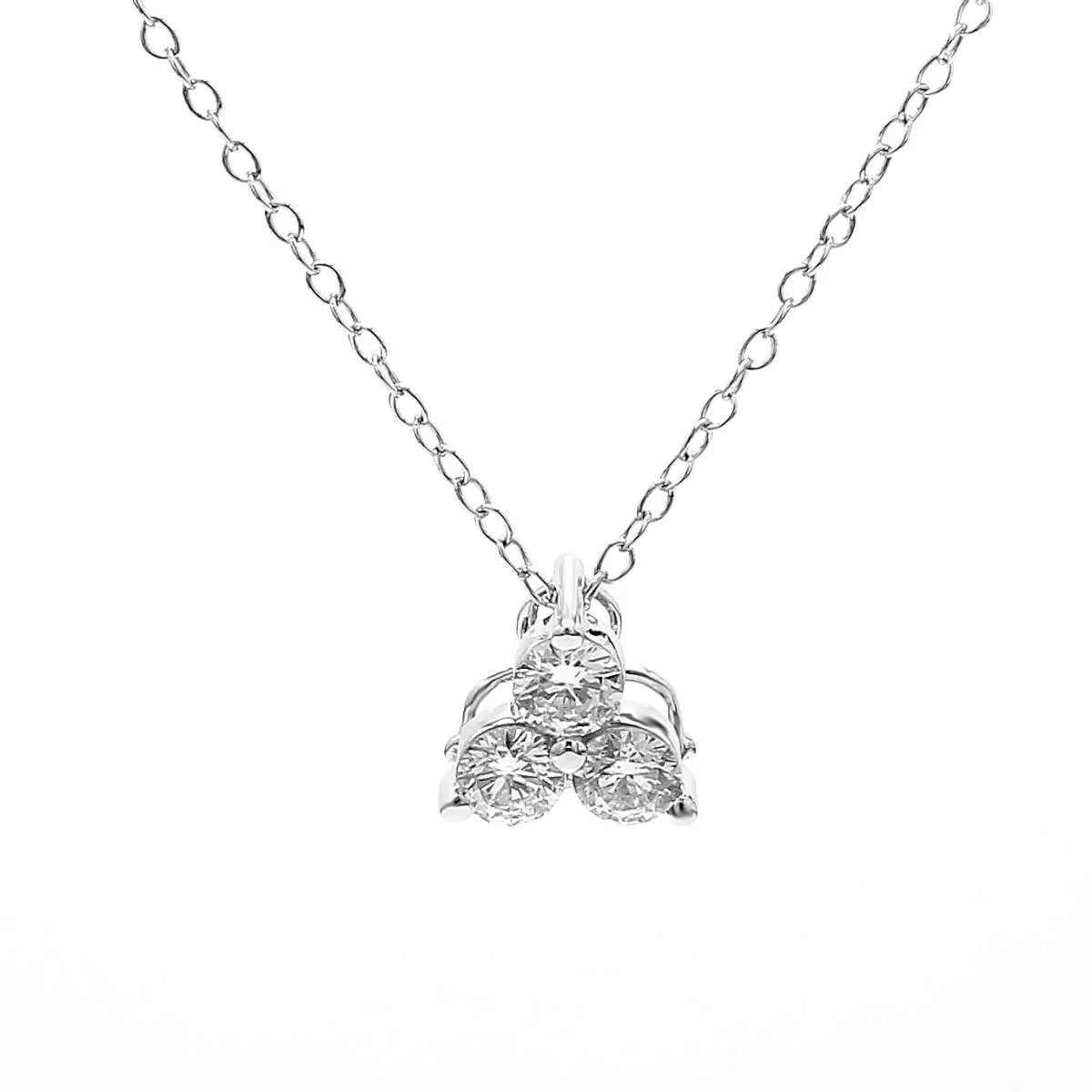 Image of Peace Jewelers 14K Gold 0.50ctw Lab-Grown Diamond 3-Stone Trinity Pendant with Chain