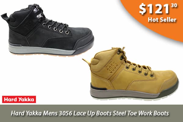 Hard Yakka Mens 3056 Lace Up Boots Steel Toe Work Boots