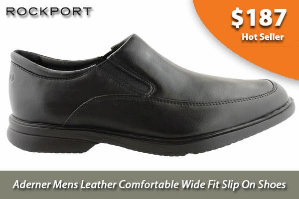 Rockport Aderner Mens Leather Wide Fit Slip On Shoes