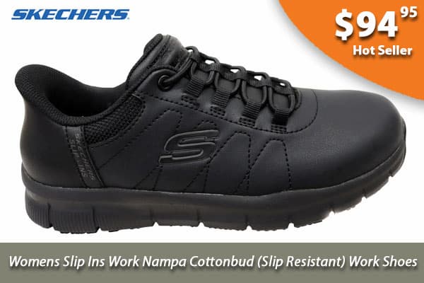 Skechers Womens Slip Ins Work Nampa Cottonbud Slip Resistant Work Shoes