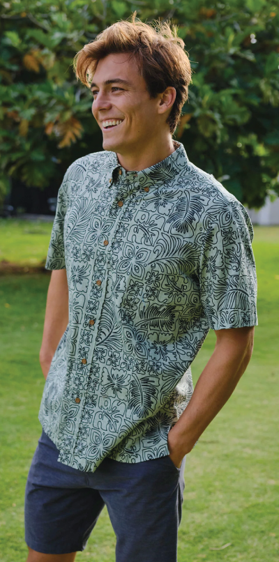 Shop Retro Tapa Coastal Cotton Aloha Shirt