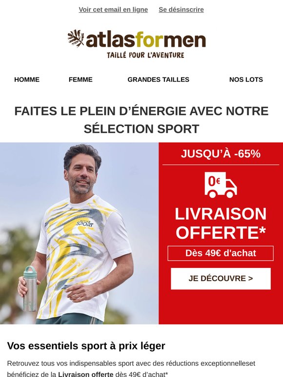 Jusqu'à -65% sur nos vêtements de sport