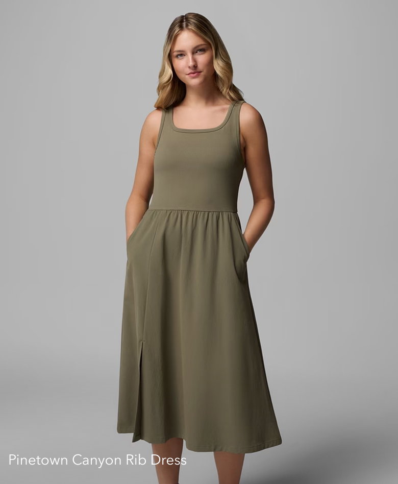 A woman in a green dress