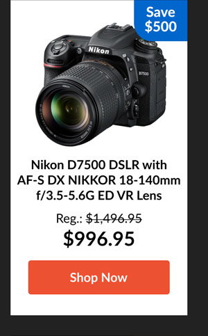 Nikon D7500 DSLR with AF-S DX NIKKOR 18-140mm f/3.5-5.6G ED VR Lens