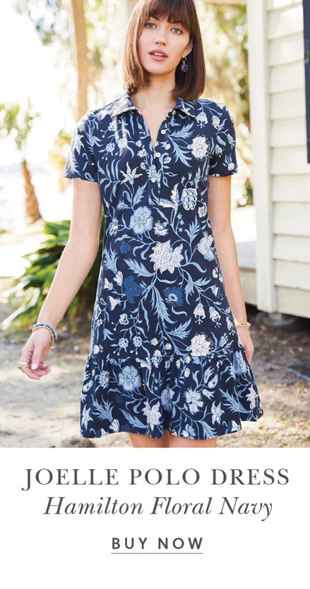 Joelle Polo Dress Hamilton Floral Block Navy