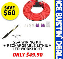 25A Wiring Kit + Rechargeable Lithium LED Worklight