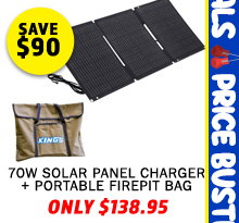 70W Solar Panel Charger + Portable Firepit Bag