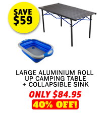 Large Aluminium Roll Up Camping Table + Collapsible Sink