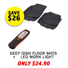 Deep Dish Floor Mats (4 Pack) + Illuminator LED Work Light