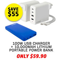 100W USB Charger + 10000mAh Lithium Portable Power Bank