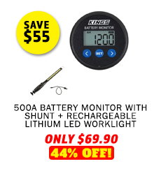 500A Battery Monitor with shunt  + Rechargeable Lithium LED Worklight