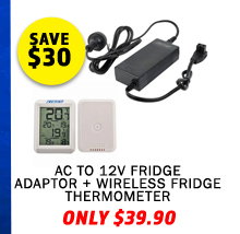 AC To 12V Fridge Adaptor + Wireless Fridge Thermometer