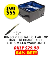 Plus Tall Clear Top Bag + Rechargeable Lithium LED Worklight