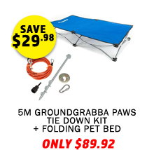 GroundGrabba Grounded Paws Tie Down Kit - 5m + Folding Pet Bed