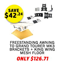 Freestanding Awning to Grand Tourer MK3 Brackets + 270 King Wing Awning - Mesh Floor