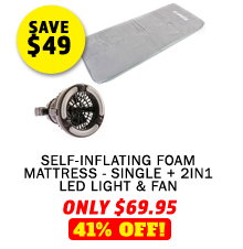 Self-Inflating Foam Mattress - Single + 2in1 LED Light & Fan