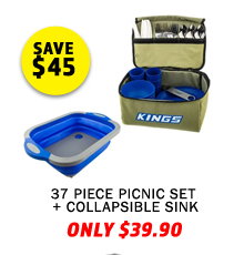 37 Piece Picnic Set + Collapsible Sink