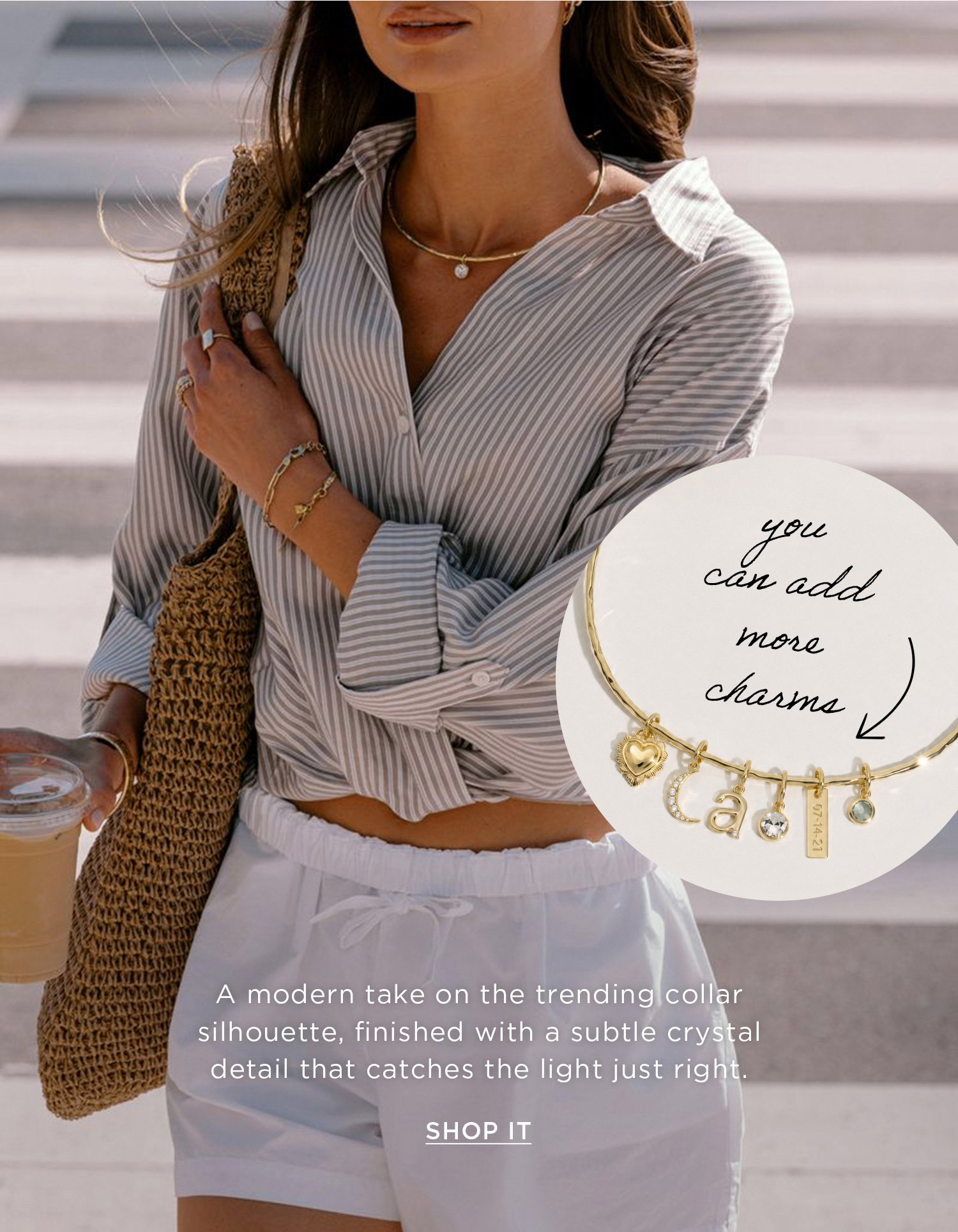 you can add more charms | A modern take on the trending collar silhouette, finished with a subtle crystal detail that catches the light just right. | SHOP IT 