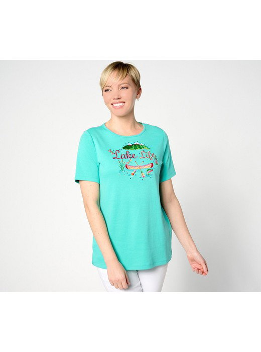 Quacker Factory Festive Summer Short Sleeve Top