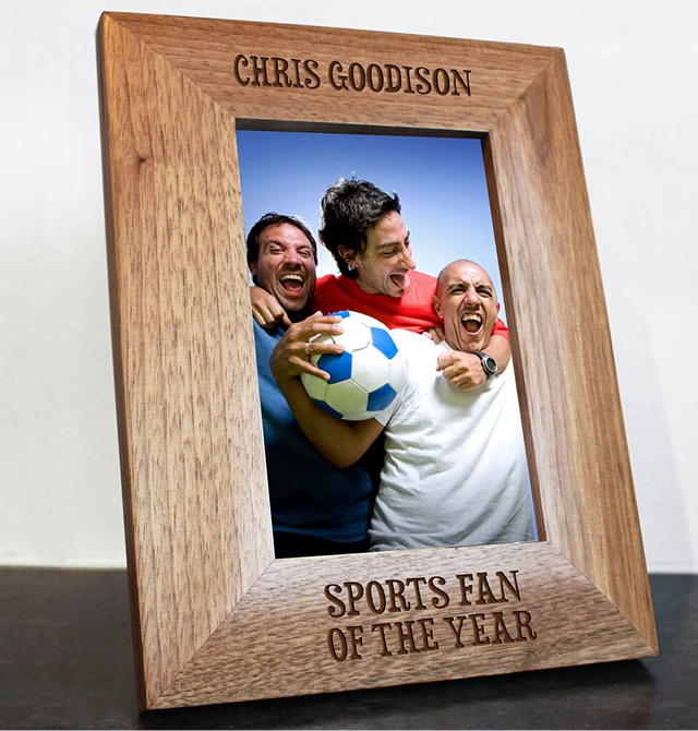 Personalised Sports Oak Photo Frame