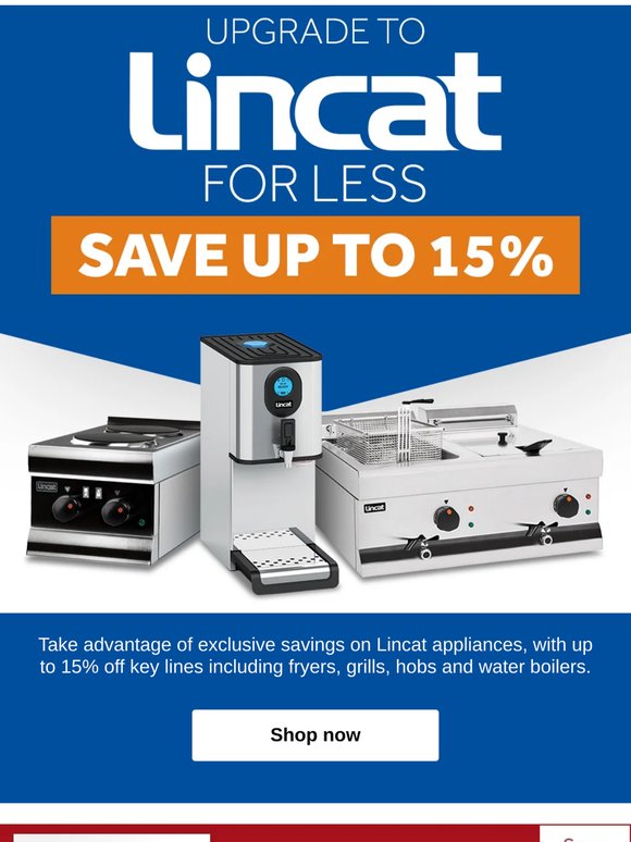 Save up to 15% on Lincat appliances