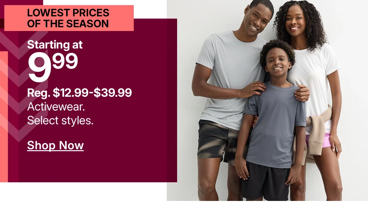 starting at $9.99 activewear