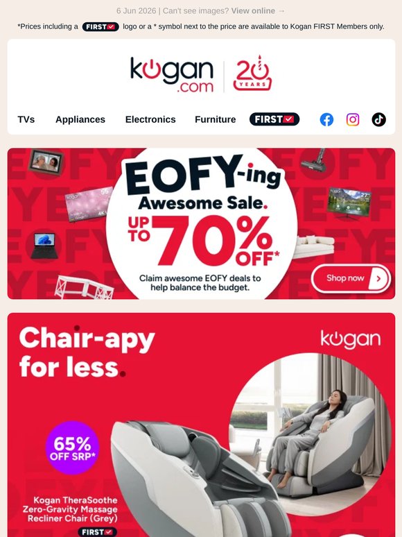 EOFY Luxury ✨ Zero-Gravity Massage Chair NOW $699! (65% OFF standard retail price)