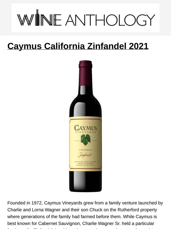 Caymus Zinfandel at the web's lowest price! ☀️