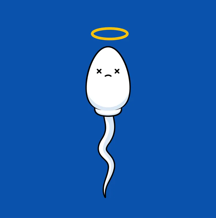 An illustration of a deceased sperm