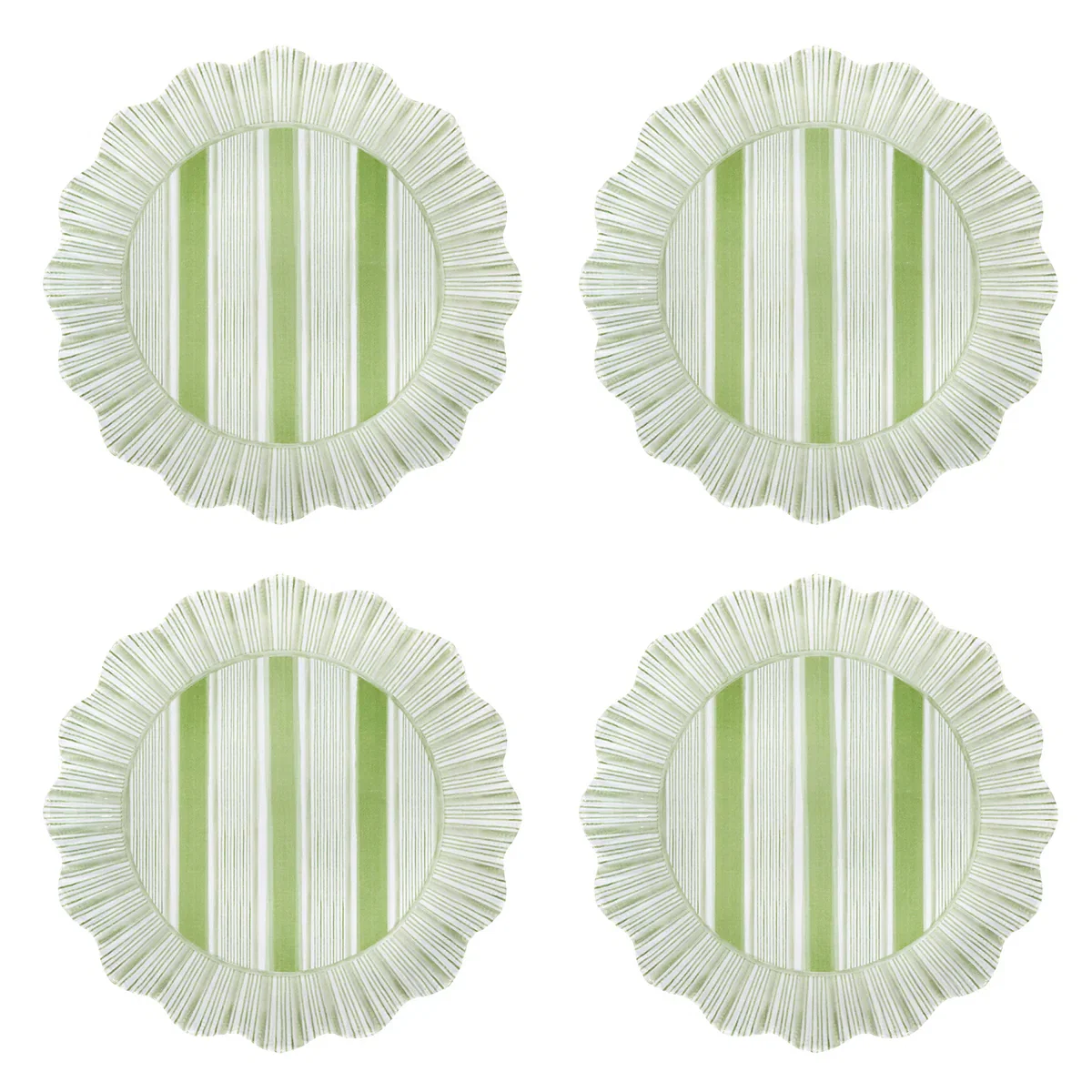 Image of Cabana Stripe Melamine Dessert/Salad Plate Set/4 - Seagrass