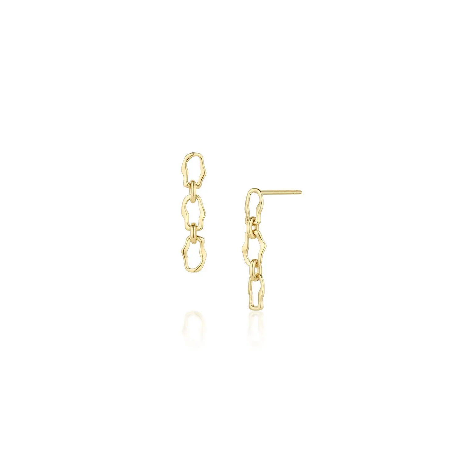 Image of 6mm Sculpted Link Gold Earrings