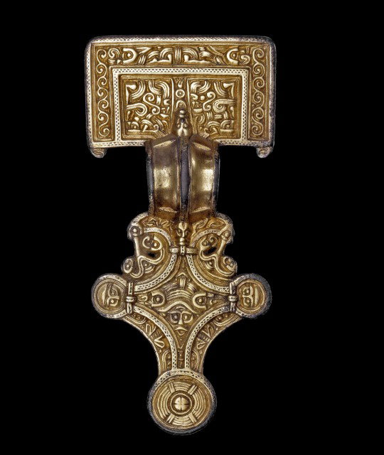 Gilt silver square-head Anglo-Saxon brooch