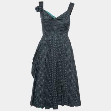 Polka Dot Silk Draped Sleevele