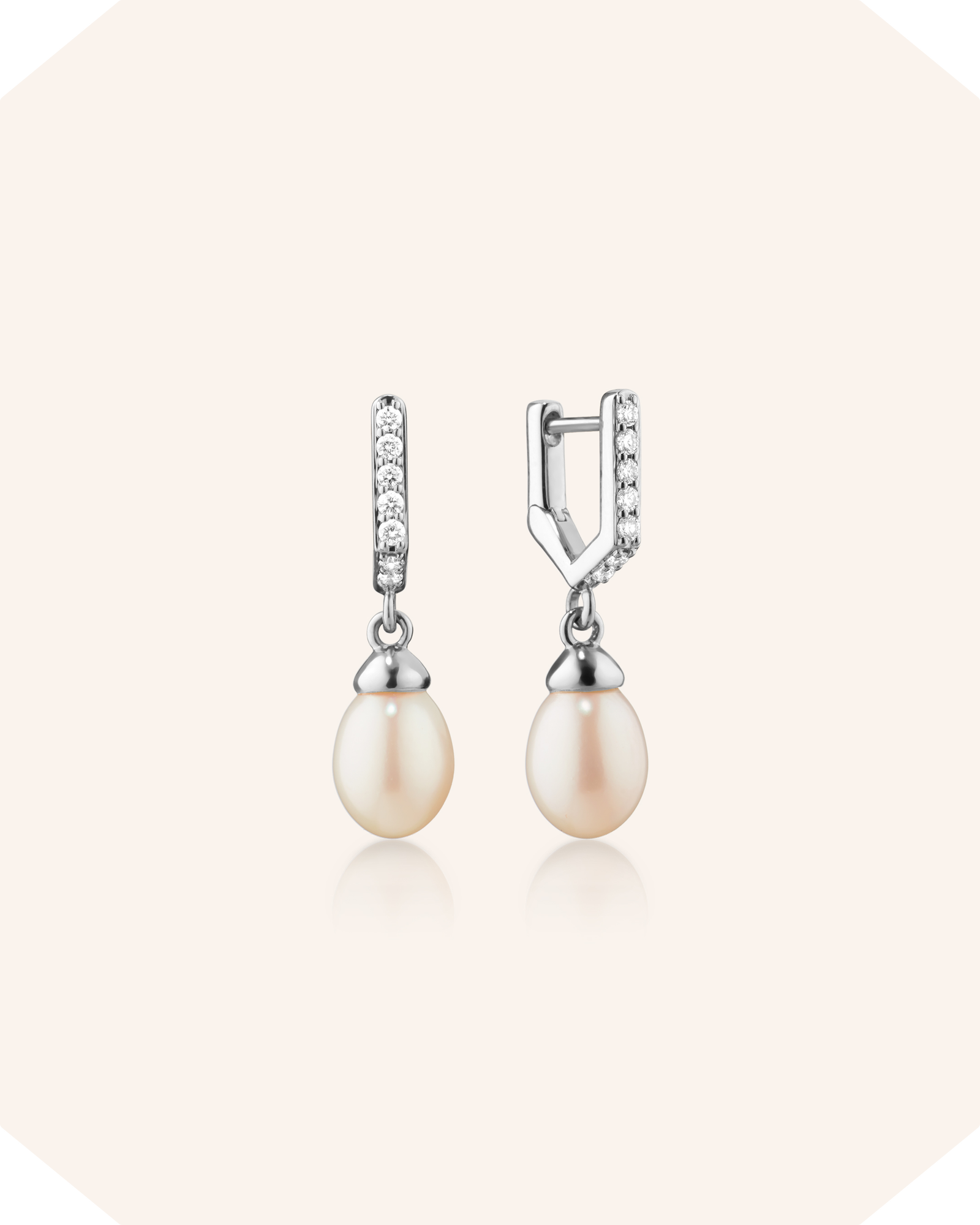 Infinity Huggie Pearl Drop Earrings