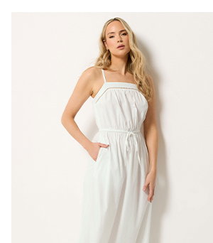 White Tie Waist Cotton Maxi Dress
