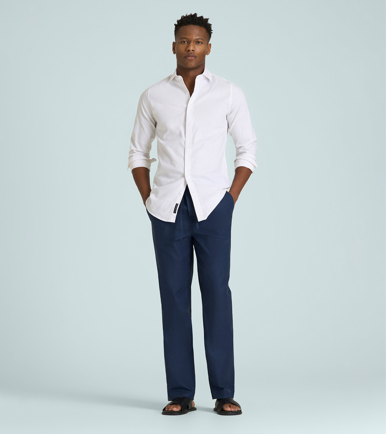 Stretch Cotton Linen Blend Pull-On Pants for Tall Men