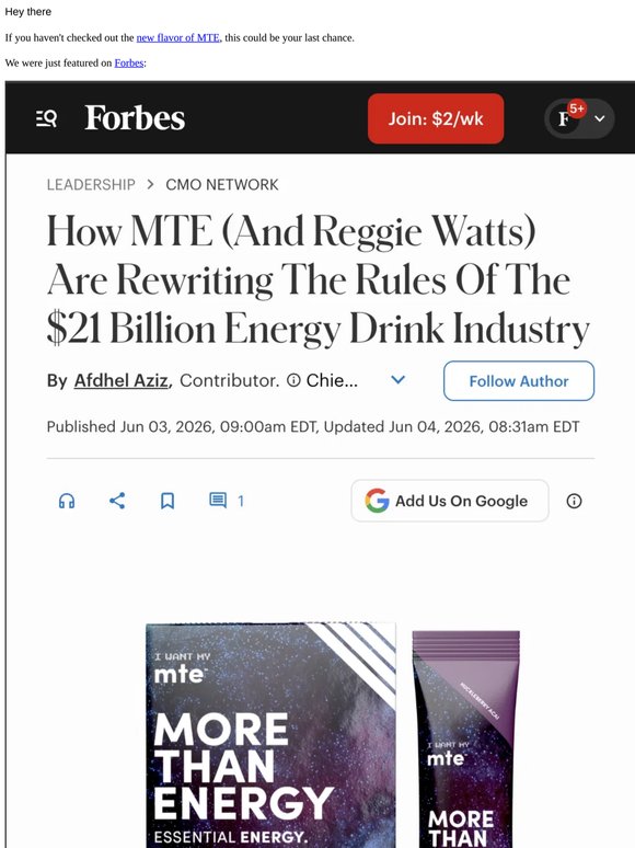 Forbes x MTE's New Flavor