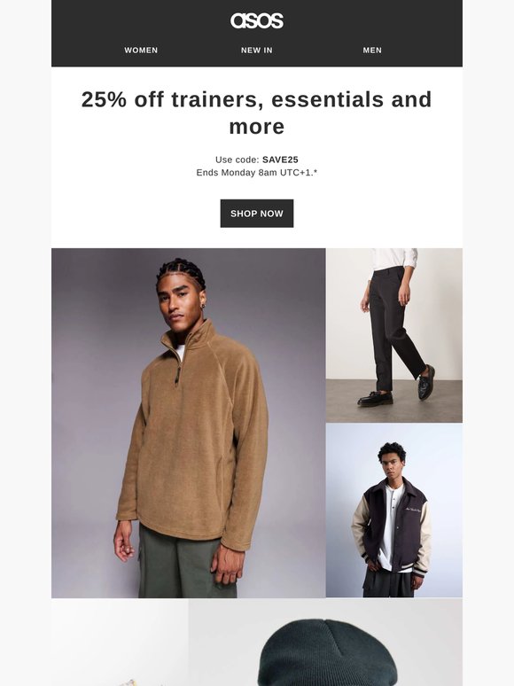 25% off trainers, essentials and more