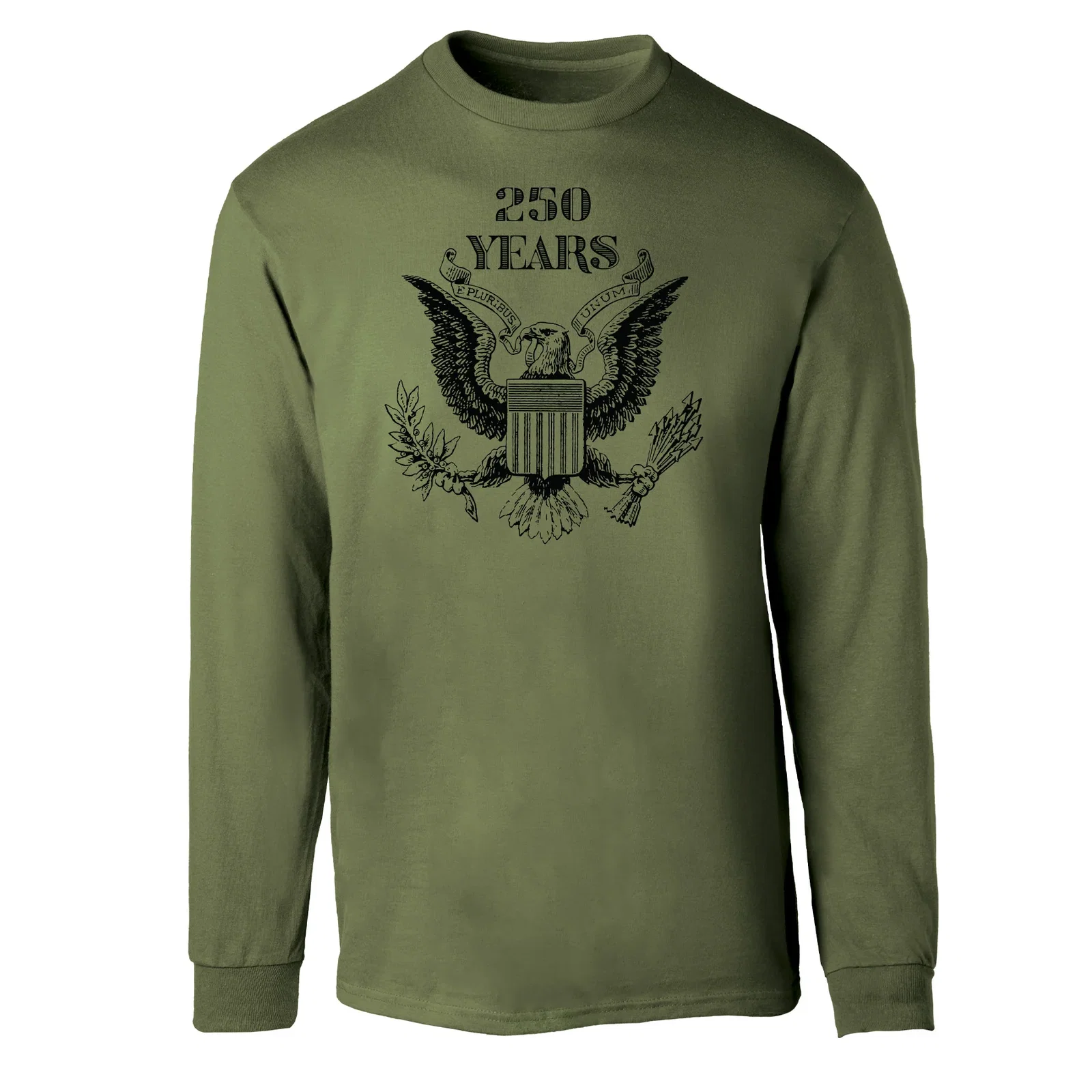 Image of Vintage Eagle 250 Years Long Sleeve T-Shirt- OD Green