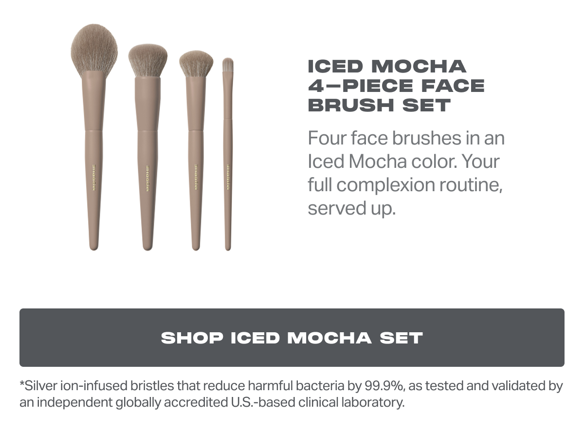 Iced Mocha 4-Piece Face Brush Set Four face brushes in an Iced Mocha color. Your full complexion routine, served up.