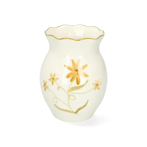 Vase, Steingut handbemalt, Sommerblumen, grün, Ø12 x 19 cm